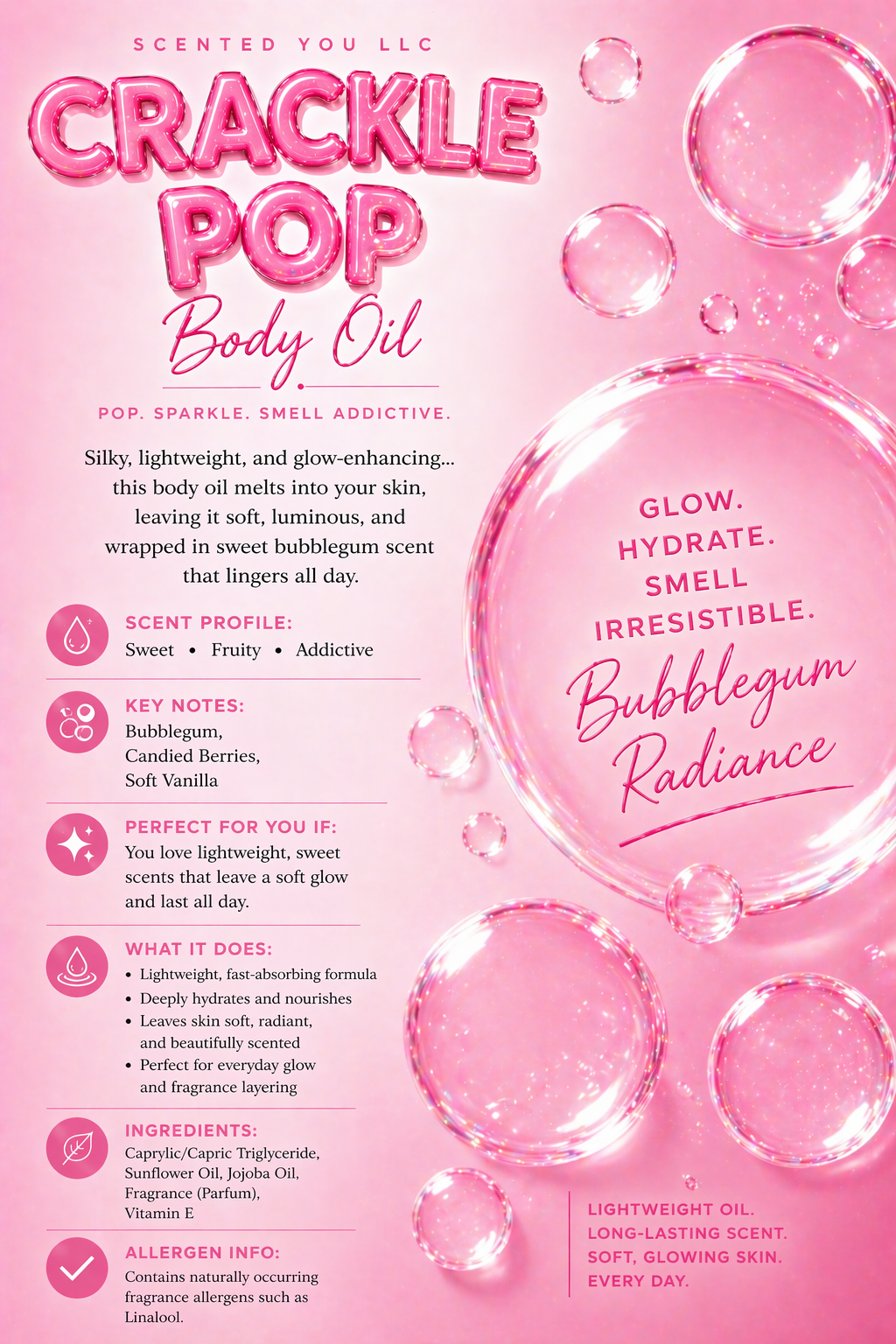 Crackle pop body oil- pre order