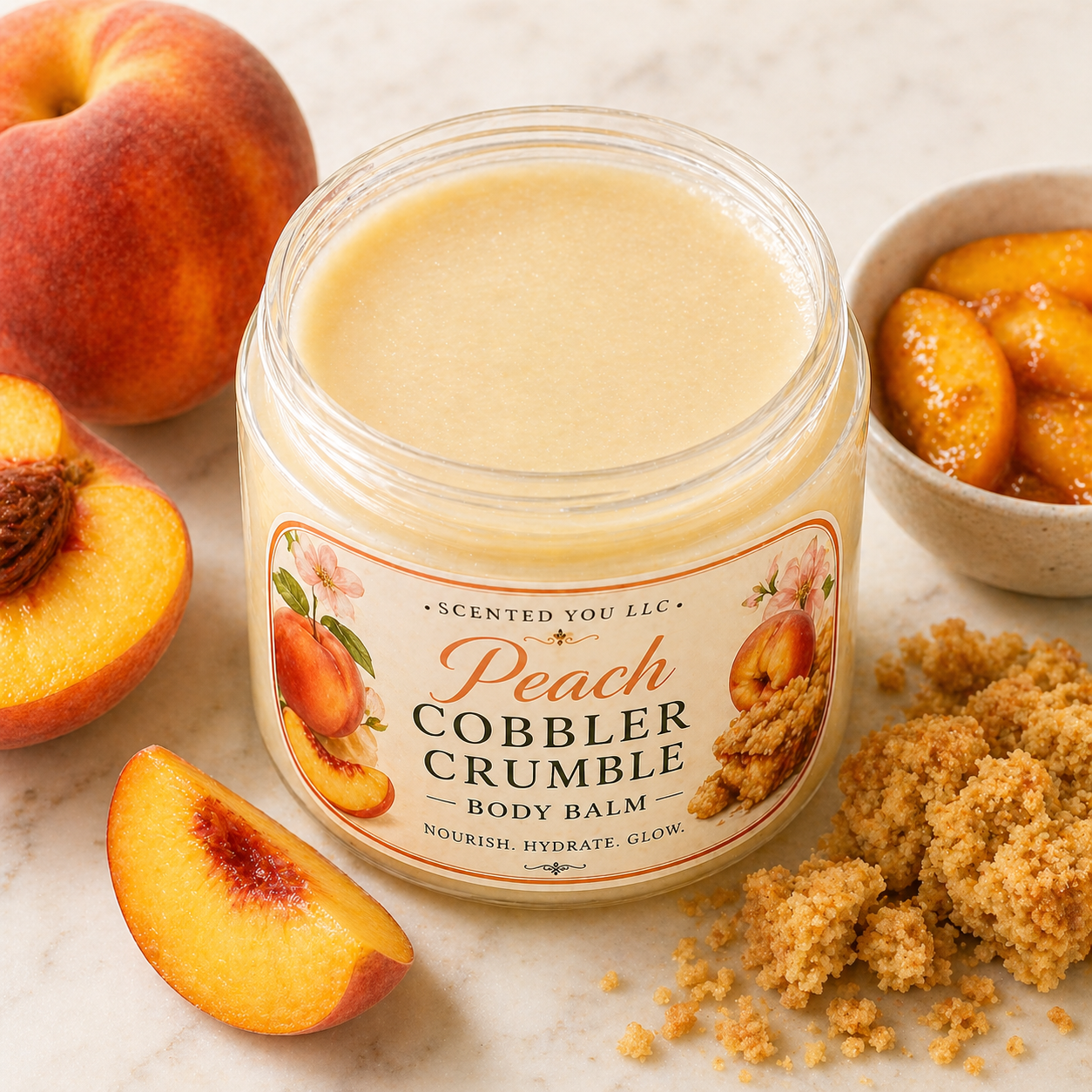 Peach cobbler crumble body balm