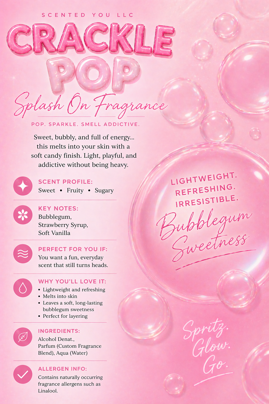 Crackle Pop splash on fragrance- pre order